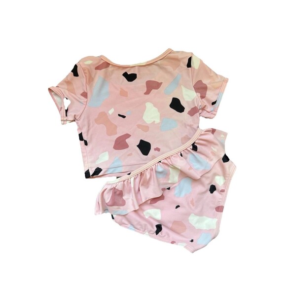 Tiny Tribe Sz 24m 2T 92cm Pink Terrazzo 2 Piece Rashguard Swim Suit Set - Picture 2 of 3